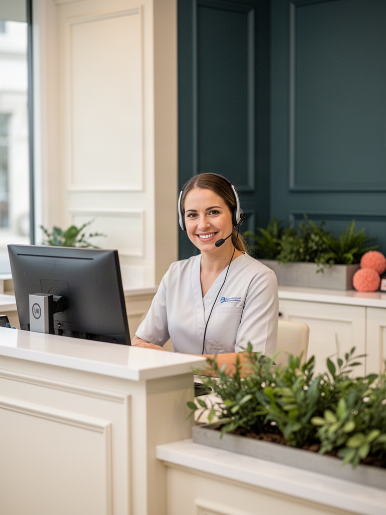 Front desk coordinator scheduling a follow-up appointment